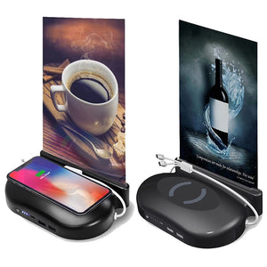 20000mAh Qi Wireless Charger Power Bank Built in 3 Cables External Battery Fast Wireless Charging Powerbank For Restaurants Cafe