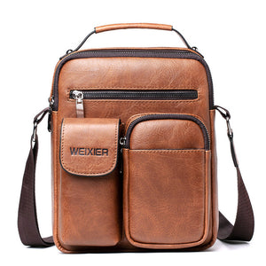 Men Shoulder Bag for 10.5" iPad Large Men Handbag PU Leather Man Shoulder Crossbody Bags Business Travel Man Messenger Bag Brown