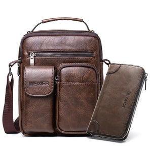 Men Shoulder Bag for 10.5" iPad Large Men Handbag PU Leather Man Shoulder Crossbody Bags Business Travel Man Messenger Bag Brown