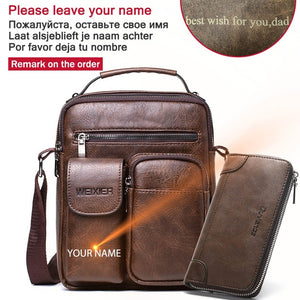 Men Shoulder Bag for 10.5" iPad Large Men Handbag PU Leather Man Shoulder Crossbody Bags Business Travel Man Messenger Bag Brown