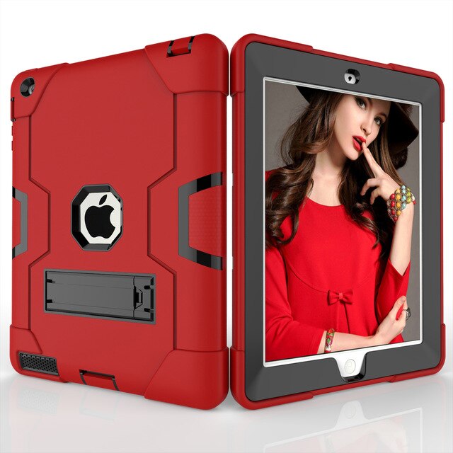 For iPad 2 iPad 3 iPad 4 Case Shockproof Case Kickstand Kids Silicone Full Body Protective Cover for iPad 2 3 4 1395 A1396 A1430