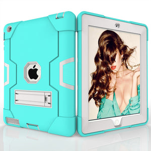 For iPad 2 iPad 3 iPad 4 Case Shockproof Case Kickstand Kids Silicone Full Body Protective Cover for iPad 2 3 4 1395 A1396 A1430