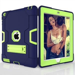 For iPad 2 iPad 3 iPad 4 Case Shockproof Case Kickstand Kids Silicone Full Body Protective Cover for iPad 2 3 4 1395 A1396 A1430