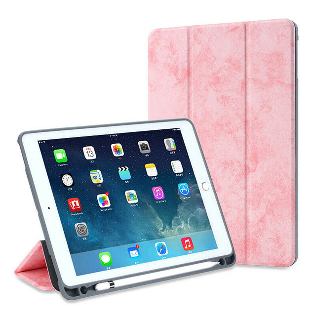 For iPad 10.2 7th Gen Case 2019 with Pencil Holder Shockproof PU Leather Flip Stand Smart Cover A2200 A2198 A2232